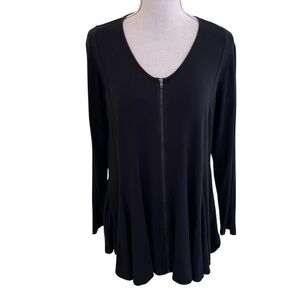 Comfy USA Black Zipper Front Aline Tunic Top S
